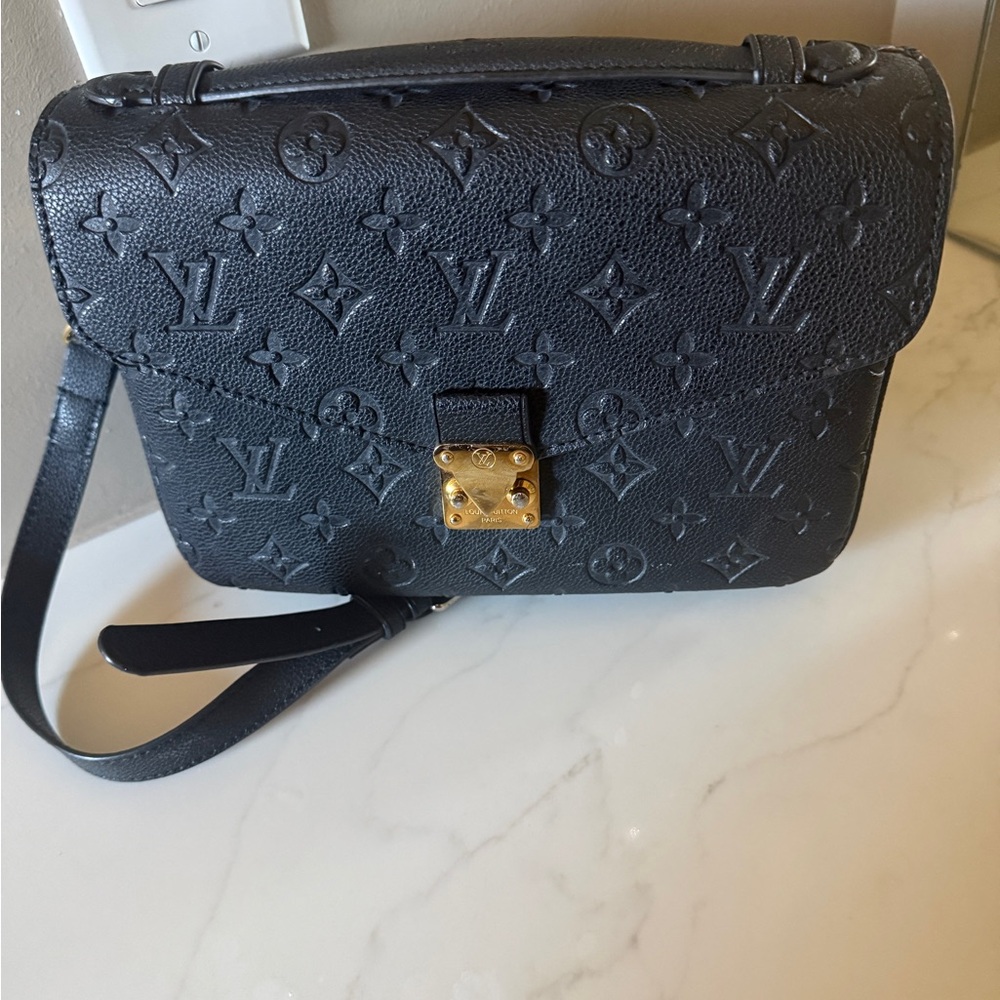 Louis Vuitton Dark Gray Embossed Crossbody Bag